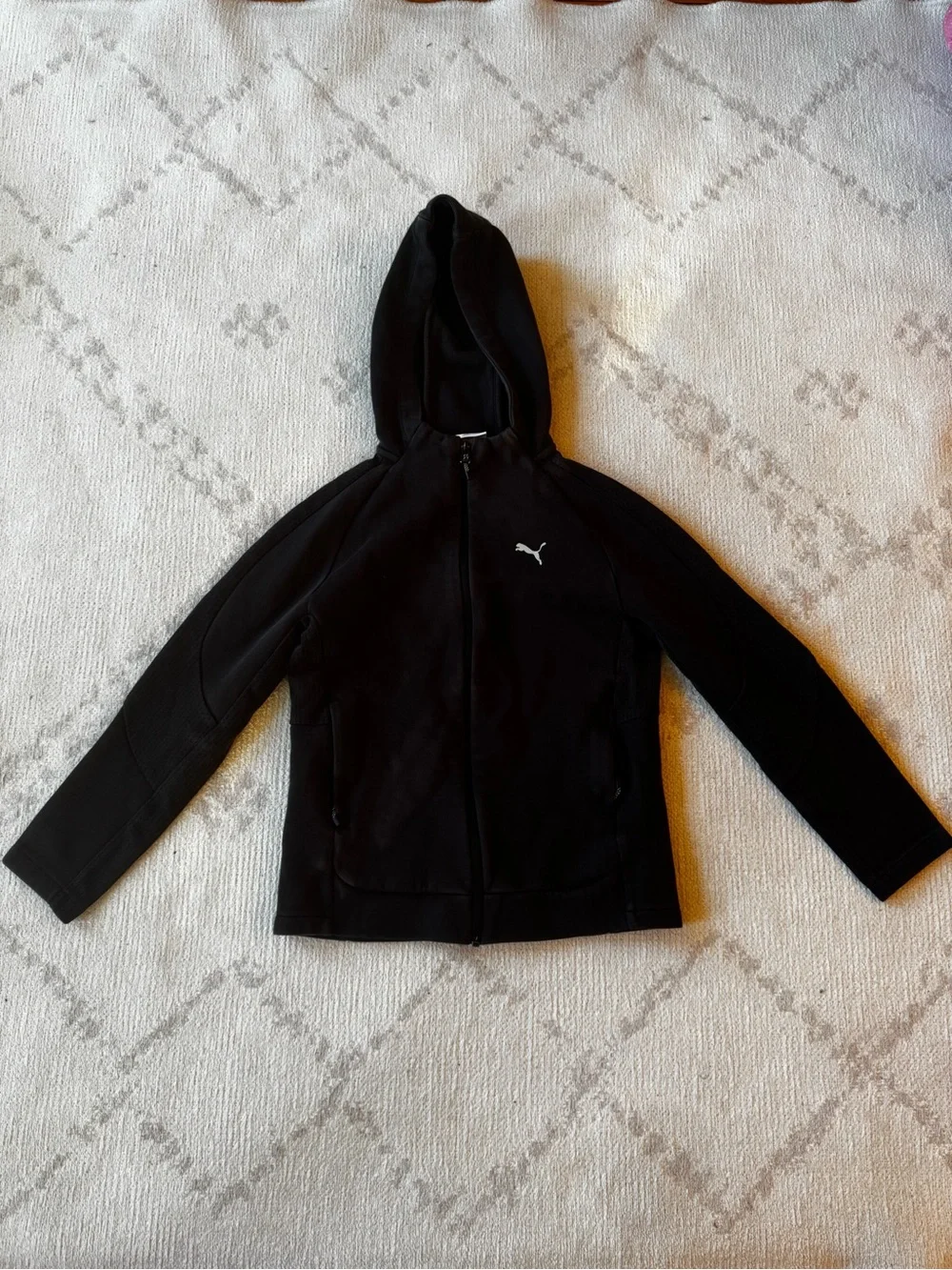 Puma Black Kids' Zip-Up Hooded Sweatshirt